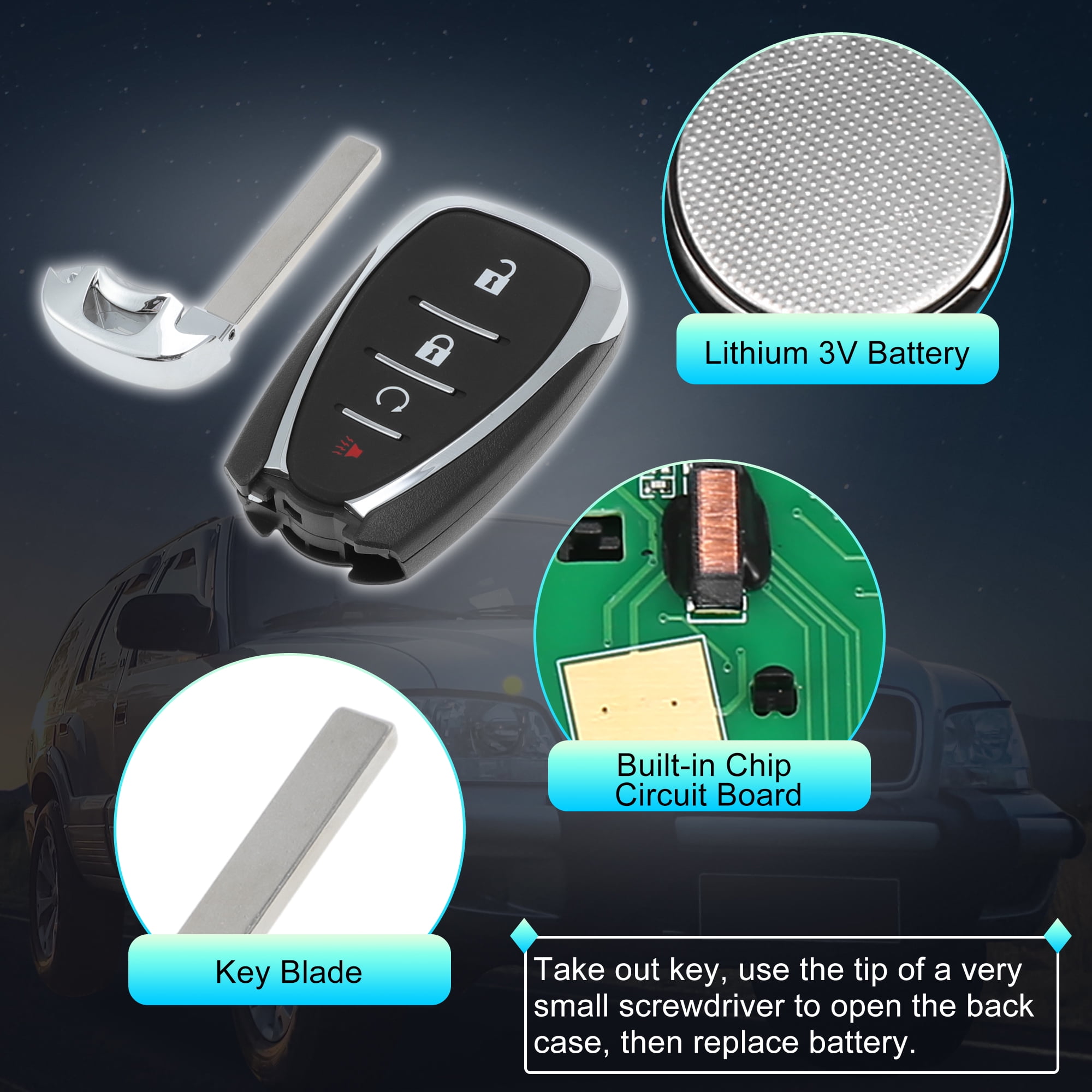 HYQ4ES 433 MHz Replacement Keyless Entry Remote Smart Key Fob for Chevrolet Blazer Traverse 21-22 for Chevy Bolt EUV EV 22-23 for Chevy Trailblazer 21-23 No.13535665 4 Buttons