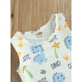 thumbnail image 5 of Toddler Girls Boys Summer Outfits Sleeveless Round Neck Cartoon Vest + Dinosaur Print Shorts, 5 of 8