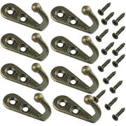 Yansanido 1.18-Inch-by-0.84-Inch Bronze Tone Vintage Style Rustic Wall Mounted Double Hole Single Hook Hangers with 96 Screws, 48 Pieces