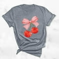 thumbnail image 2 of Busydd Womens Tops Fashion Cherries Graphic Tee Shirts Round Neck Short Sleeve Summer Tops Casual Loose T-Shirts for Women, 2 of 5
