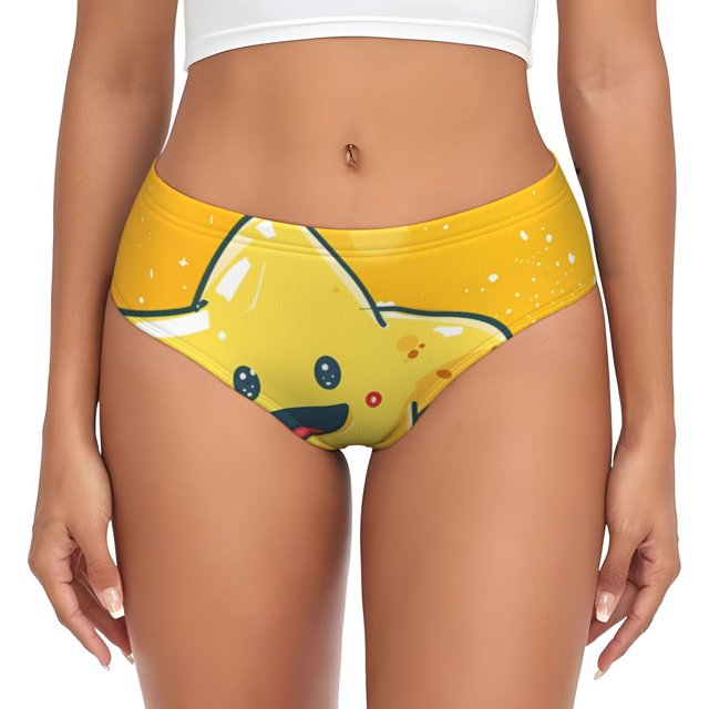 Balery Happy Cartoon Star Ropa Interior de Algodón para Mujer con Dibujo – Braguitas Cómodas y Elásticas, Estilo Clásico-Large