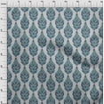thumbnail image 3 of oneOone Cotton Jersey Light Gray Fabric Leaves & Floral Block Sewing Material Print Fabric By The Yard 58 Inches Wide, 3 of 4