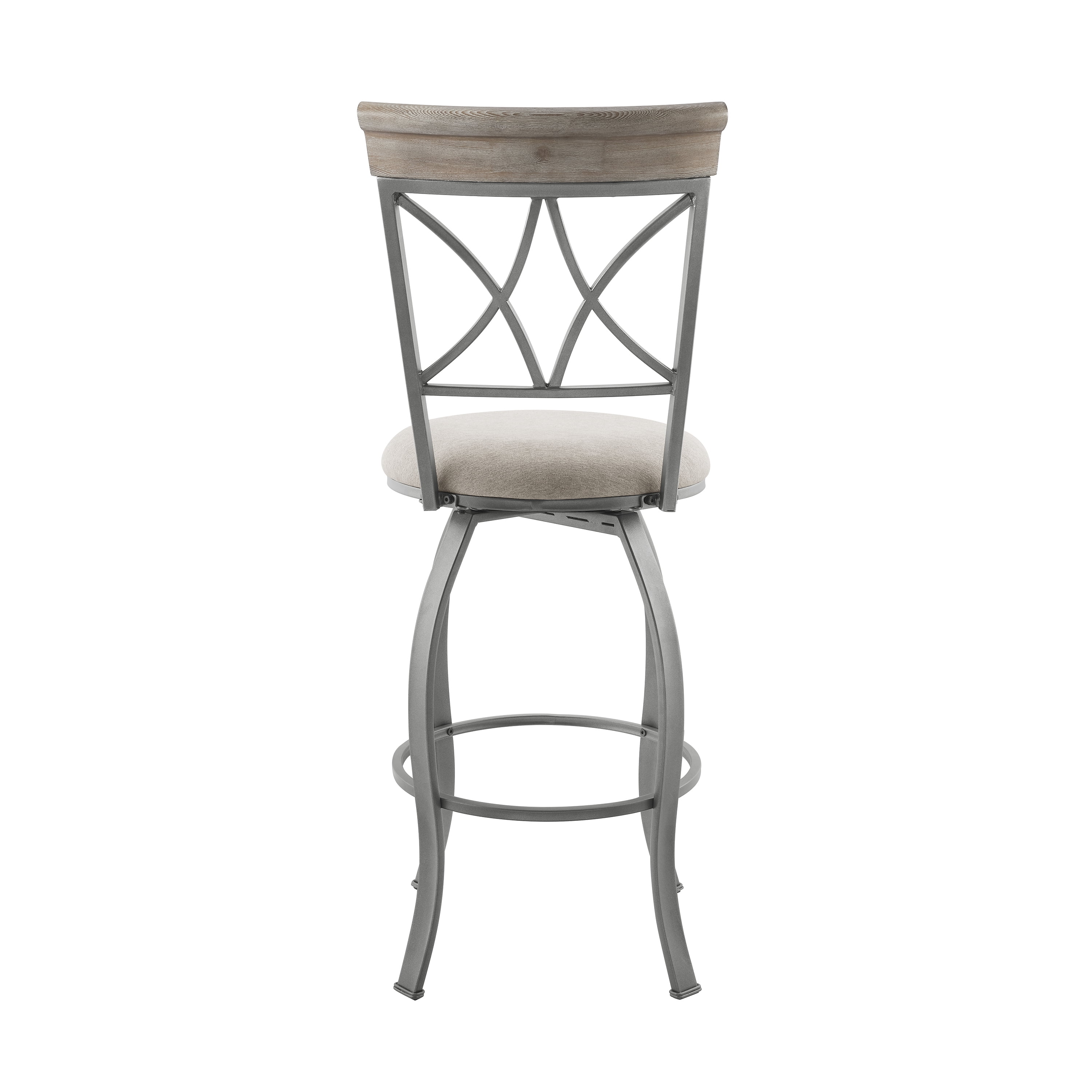 Powell Roselyn 30" Indoor Round Metal Swivel Bar Stool, Pewter