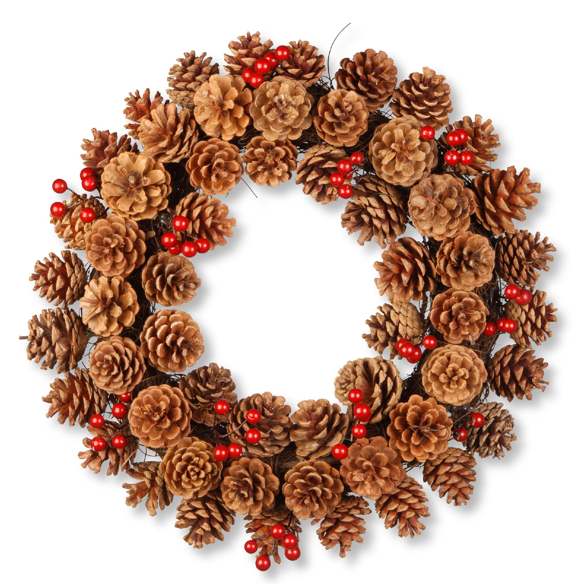National Tree Company Artificial Autumn Wreath, Decorated with Pinecones, Berry Clusters, Autumn Collection, 20 in