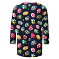 thumbnail image 3 of UPPADA T-Shirts de Pâques pour Femmes Bunny Rabbit T-Shirts à Imprimé d'Oeufs Manches 3/4 Col Rond T-Shirts d'Été Décontractés Mignons T-Shirts Graphiques Chandail Confortable Haut Vert, TTG, 3 of 5