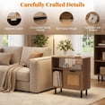 thumbnail image 5 of Furnibear Accent Side End Table with Storage Shelf and Cabinet, Narrow Nightstand for Small Spaces, Rattan Door Side Table with Open Storage, Natural, 5 of 12