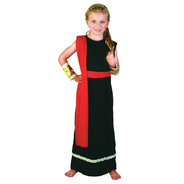 Bristol Novelty - Disfraz de romana para niña (Negro/Rojo/Dorado)