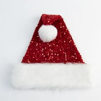 Sequin Santa Hat for Adult,Unisex Plush Red Christmas Hats Xmax Holiday Hats for New Year Festive Holiday Party