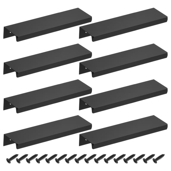 8Pcs Finger Pulls, 120mm/4.72 Inch Aluminum Hidden Cabinet Edge Handles, Modern Concealed Tab Pulls Hardware for Kitchen, Furniture, Drawer, Wardrobe, Black