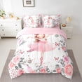 thumbnail image 2 of jejeloiu Ballet Dancer 7pcs Bedding Comforter Set,Cute Bufferflies Flowers Queen Bedding Sets,Pink Floral Queen Sheet Sets For Kids,Microfiber Bedroom Decor Reversible, 2 of 8