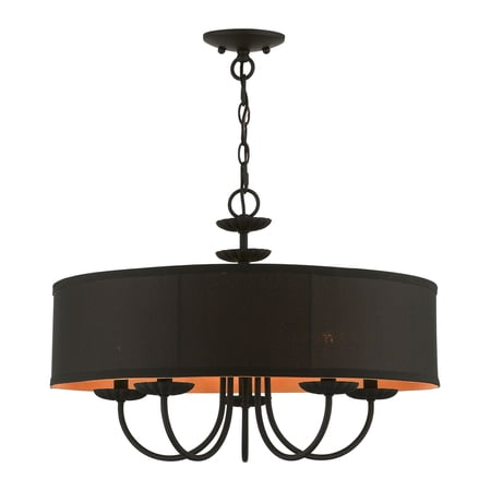 45125-04 Livex Lighting Winchester - 5 Light Pendant In Transitional Style-16.5 Inches Tall and 23 Inches Wide-Black Finish -Traditional