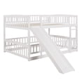 thumbnail image 2 of Harper & Bright Designs Full Over Full Bunk Bed with Slide, Low Wooden Full Size Bunk Bedframe with Fence and Ladder, White, 2 of 14