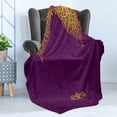 thumbnail image 4 of Purple Soft Flannel Fleece Blanket, East Oriental Royal Palace Patterns with Bohemian Style Art Traditional Wedding, Cozy Plush for Indoor and Outdoor Use, 50" x 60", Purple Yellow, by Ambesonne, 4 of 5