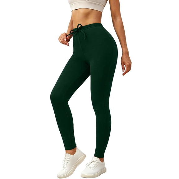 Ovbmpzd Slim-Leg Yoga Pants for Women Fleece Petite Green High Wasited Leggings Casual Tummy Control Leggings,XL