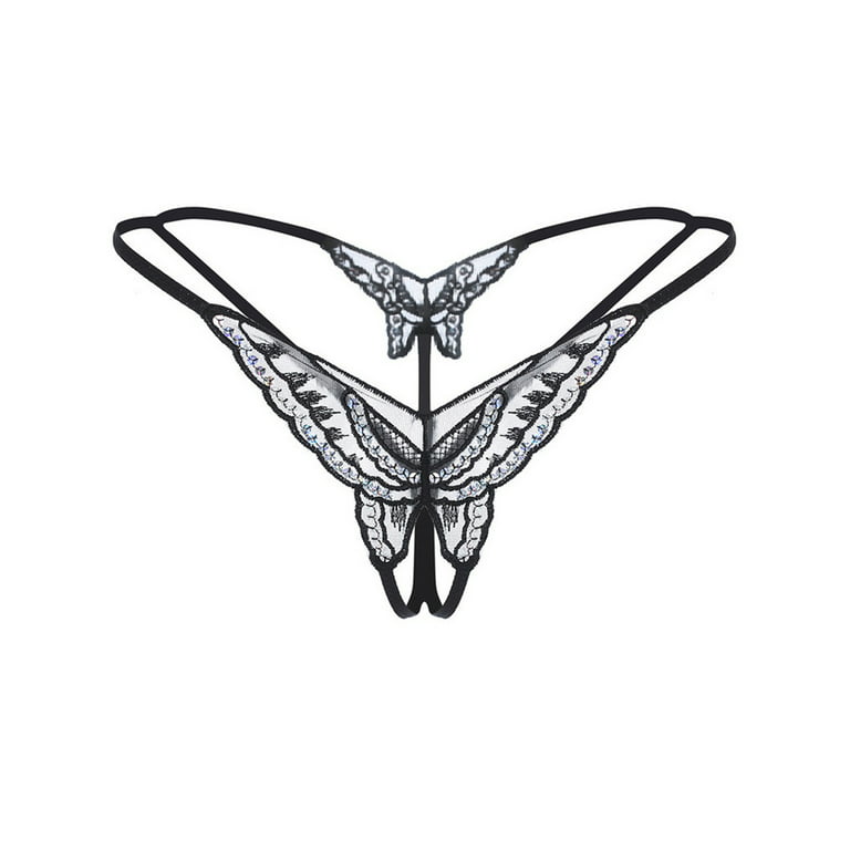 Lioraitiin Women G-String with Butterfly Pattern Center Underwear