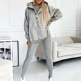 thumbnail image 6 of comerut 3 Pcs/Set Women Hoodie Vest Pants Set Solid Color Loose Soft Thick Warm Elastic Waist Button Pockets Sports Casual Daily Vest Top Trousers Set, 6 of 8