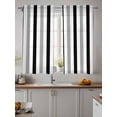 thumbnail image 2 of Black Gray Striped Curtains 45 Inch Length, Sheer Curtains for Bedroom Living Room Window Farmhouse Stripe Art Rod Pocket Voile Drapes Kitchen Curtains Small Half Window 42"x45" 2 Panels, 2 of 6