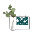 thumbnail image 1 of Green White Flower Paint Metal Picture Frame Cerac Vase Decor, 1 of 3