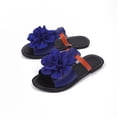 thumbnail image 3 of HomeDM Womens Flat Sandals Dressy Floral Open Toe Slip-On Summer Beach Slide Sandals, Blue Size 9, 3 of 5