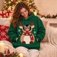 thumbnail image 5 of Christmas Hooded Cat Pouch Holder Soft Fleece Christmas Hoodie for Women Pet Pouch Hoodie for Womens Oversized Pullover Sweatshirt with Front Puppy Pocket, 5 of 6
