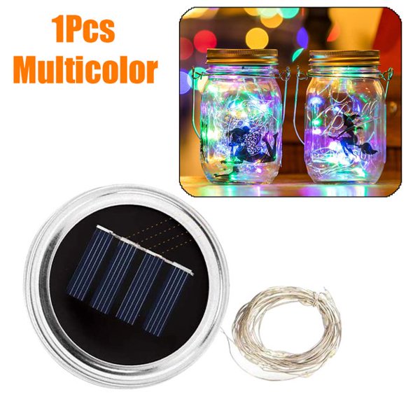 1/4/6Pcs Solar Mason Jar Lids Lights 20 LED Fairy String Lights ,Best for Mason Jar Outdoor Christmas Decor for Patio Garden Yard and Lawn(Multicolor)