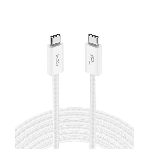 Cable USB C a USB C Belkin de 3 m y 60 W para iPhone 16, color blanco