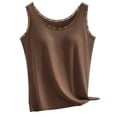 thumbnail image 6 of SGMVNU Women's Ribbed Sleeveless Tank Tops with Built in Bra, Lace Cowl Neck Casual Shirts Basic Camisole Undershirt, Coffee, Size L, 6 of 9