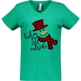 thumbnail image 3 of Inktastic Baby It's Cold Outside Cute Snowman in Plaid Print Women's V-Neck T-Shirt, 3 of 5