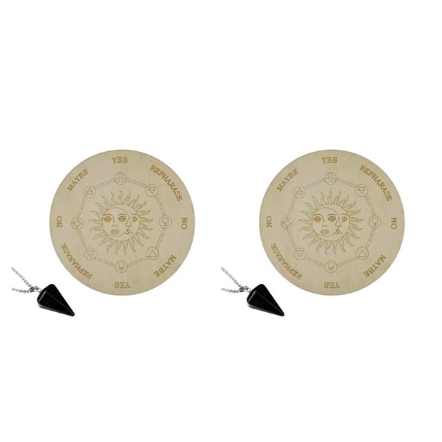 Baohd 1/2/3/5 Planche à Pendule Ronde en Bois Faite à la Main avec Pendentif Noir à la Mode Collier Décoration Maison Vert 2 Pcs