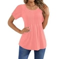 thumbnail image 3 of Fantaslook Blouses for Women Pleated Short Sleeve Tunic Tops Dressy Casual Summer Shirts, 3 of 9