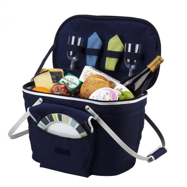 Picnic At Ascot 408-B Collapsible Insulated Picnic Basket For 2- Navy ...