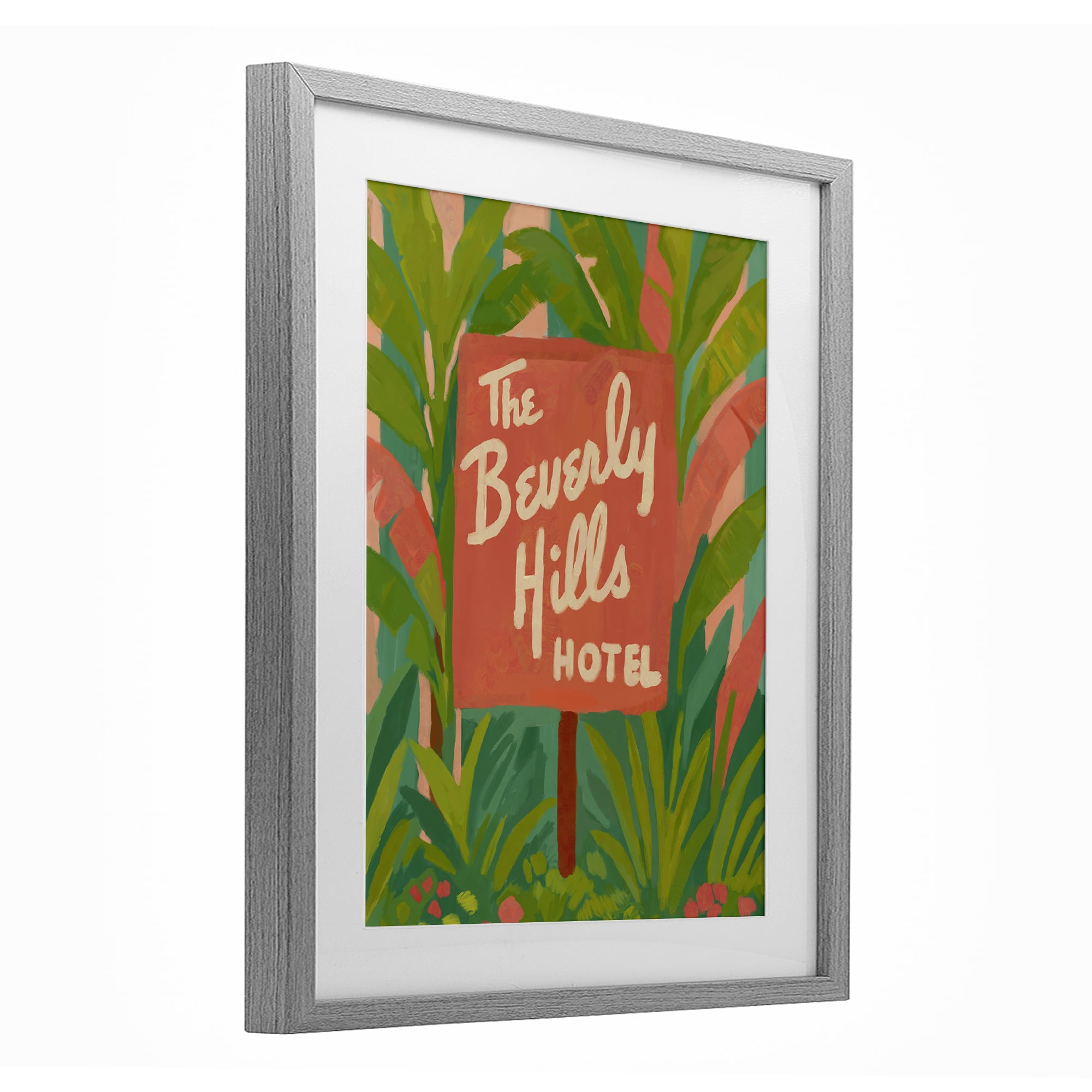Stupell Industries Tropical Beverly Hills Hotel Gray Framed Print Under Glass, design by Amelia Noyes
