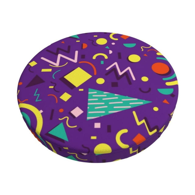 Balery Retro 80s Style Fundas de asiento para taburete de bar redondo de tela de terciopelo ajustables que protegen de arañazos y manchas para sillas de 14 a 17 pulgadas.-12 inch