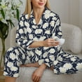 thumbnail image 6 of Daiia Daisies Flowers for Women's Long-Sleeved Pajama Set – Soft & Comfortable Sleepwear Button-Up Pajamas Cozy Lounge Wear-Large, 6 of 7
