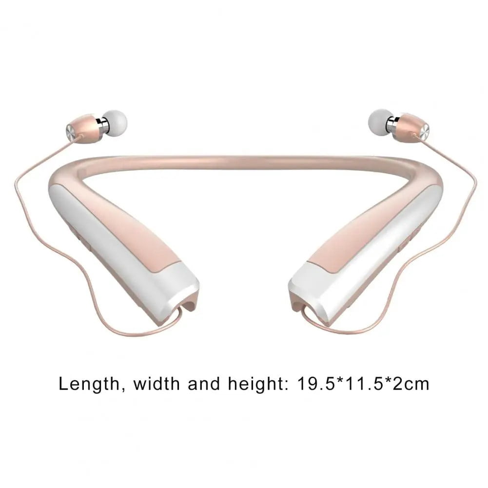 Neckband Bluetooth-Compatible Headphones, Retractable Earbuds IPX4 Sweatproof, Stereo Noise Cancelling Earphones for Workout Sports Driving, HBS-1100 Black