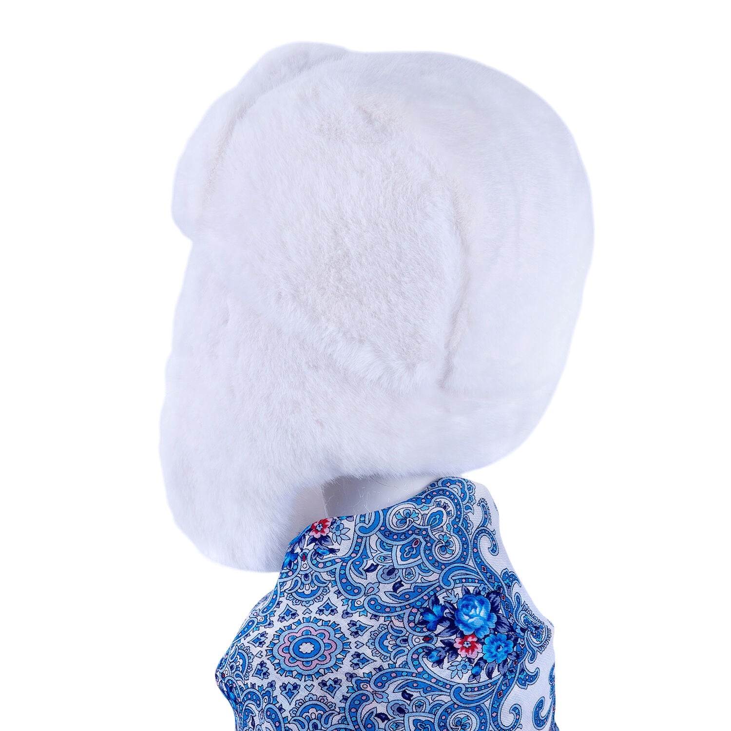 STP GOODS White Faux Rabbit Fur Women's Earflap Hat with Clasp Trapper Hat for Women Ushanka Hat with Brooch Aviator Trapper Hat Winter Hat with Earflaps, One Size