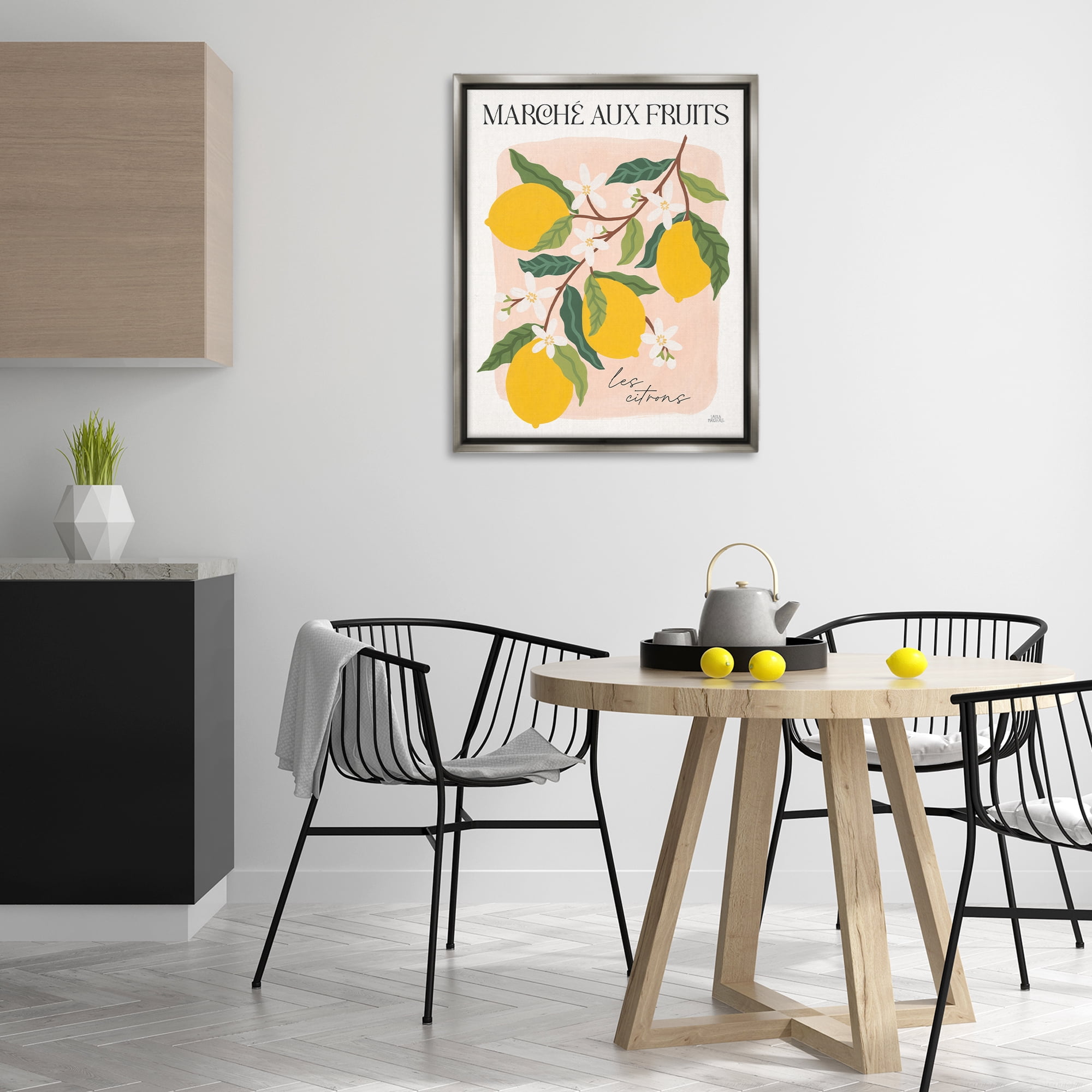 Stupell Industries Marche Aux Lemons Food & Beverage Painting Gray Floater Framed Art Print Wall Art, 25 x 31