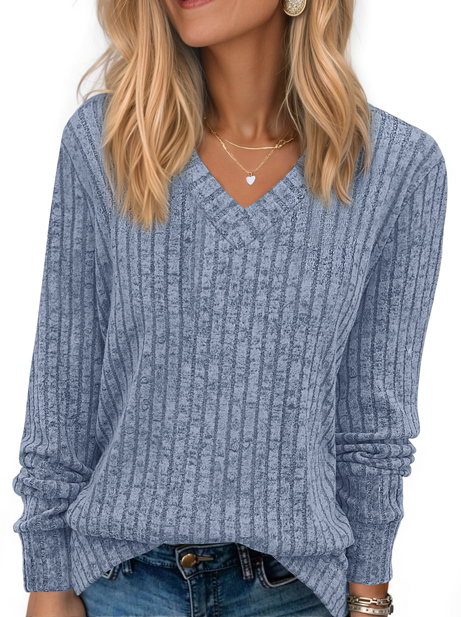 Fantaslook Women's V-Neck Long Sleeve Tunic Pullover photo 2