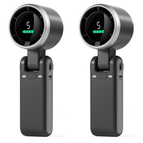 2X Handheld Turbo Fan, 5 Gear Wind, Battery Operated, Up to 12 Working Hours, Hand Fan with Air Turbo Tech Black