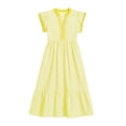 thumbnail image 5 of WRKEKC Robes Midi pour Femmes à Rayures à Double Volant Manches Courtes Col en V Midi Entretien Facile Extensible Confort Chic Doux, 5 of 5