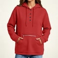 thumbnail image 6 of SYwaren Henley Hoodie for Women Oversized Long Sleeve Button Pullover Casual Sweatshirt Tops, 6 of 7