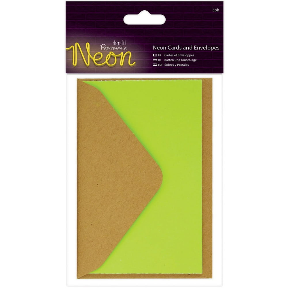Papermania Neon Gift Cards W/Envelopes 2.5"X4" 3/Pkg