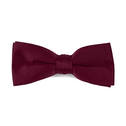 Boxed Gifts Boy's Poly Satin Banded Clip On Bow Ties (Burgundy