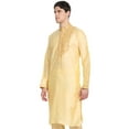 thumbnail image 6 of SKAVIJ Men's Tunic Art Silk Long Shirt Embroidered Casual Kurta X-Large Beige, 6 of 6