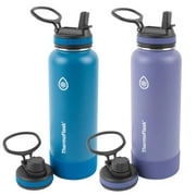 ThermoFlask Lot de 2 bouteilles en acier inoxydable 1,2 l (40 oz) bec et paille bleu et mauve