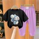 thumbnail image 2 of Odeerbi 2-12 Años Niño Niña Conjunto de Verano Camiseta de Manga Corta de Algodón Ice Silk Pantalón de Chándal Conjunto de Dos Piezas de Ropa Interior Estampada, 2 of 4