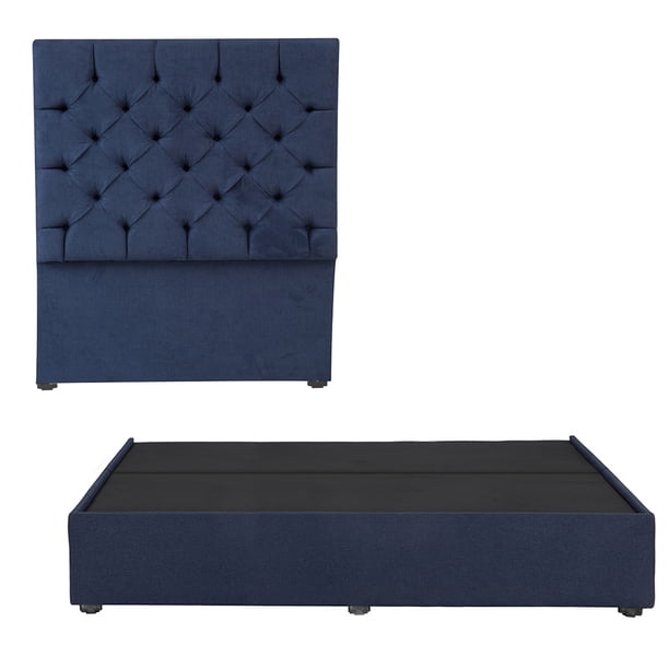 Base Cama King Size + Cabecera Capri Dicasa Azul Marino