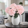 thumbnail image 5 of Artificial Hydrangea Flowers Outdoor, 17.7" UV-Resistant Faux Hydrangea Bush, 5 Heads Waterproof Fade-Resistant Silk Flowers for Front Porch, Garden, Yard, Spring Wedding Decor, 5 of 8