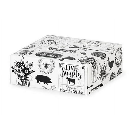 25 PK, Farmhouse Favorites Box Lids, 4 x 4 x 1.5" For Food Packaging
