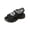 Black, variant on Women Rose Knit Wedge Heel Sandals Open Toe Loose Fit Breathable Slip On Summer Heightening Shoes, Multicolor